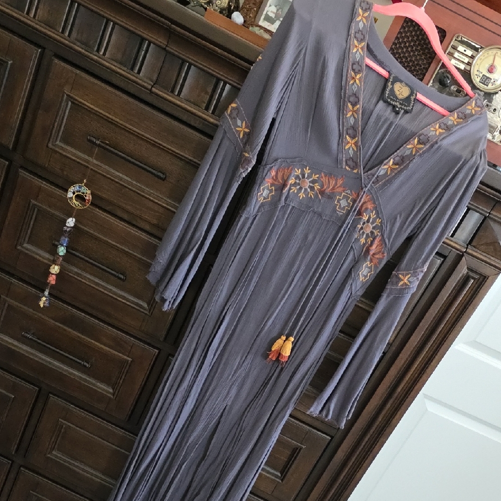 Bohemian Long Sleeve Embroidered Dress